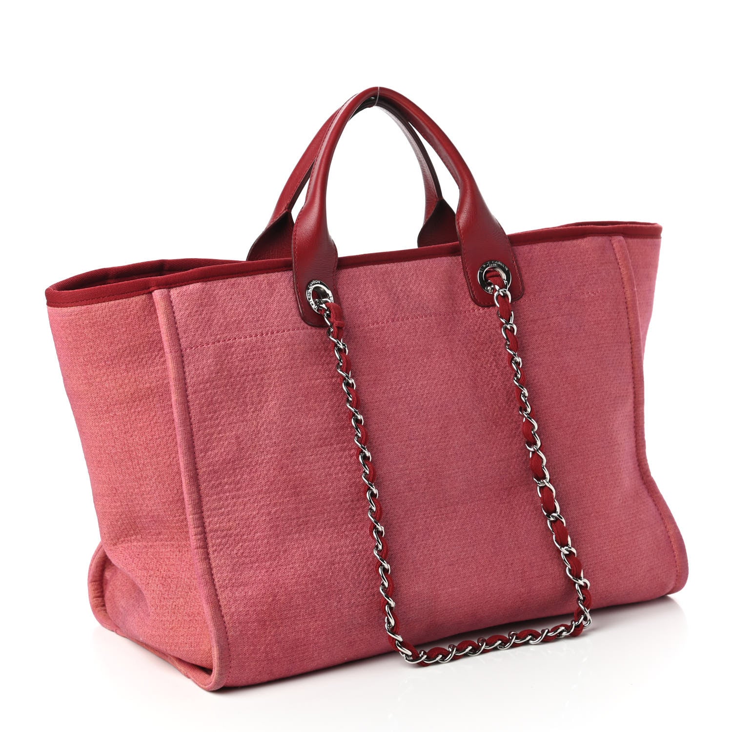 Chanel Canvas Medium Deauville Tote Red 3 of 10