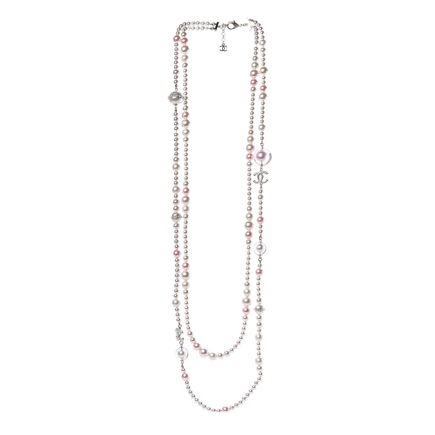 Chanel Pearl CC Long Necklace Golden Pearly White 3 of 6