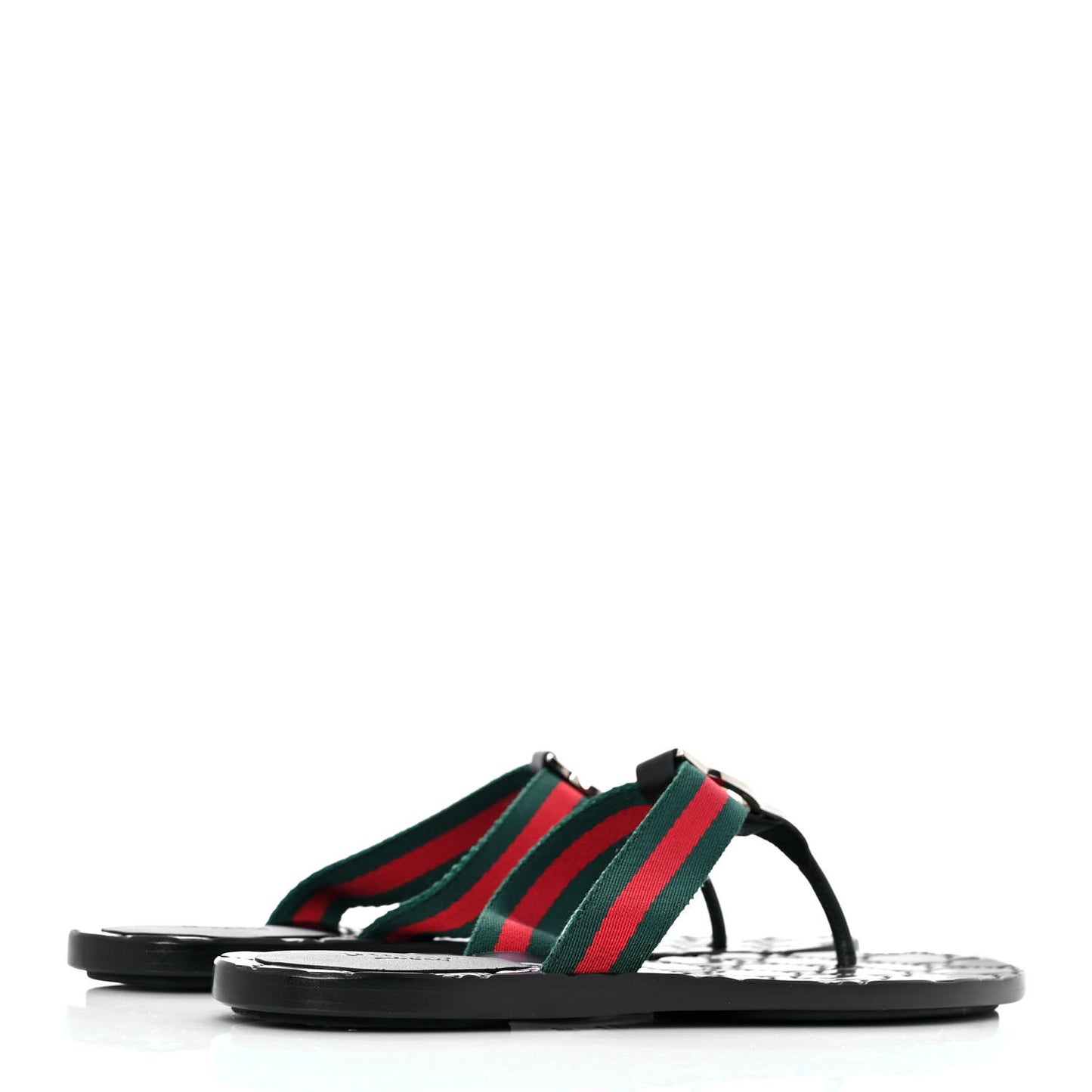 Nylon Guccissima Web Womens Thong Sandals 35 Green Red Black