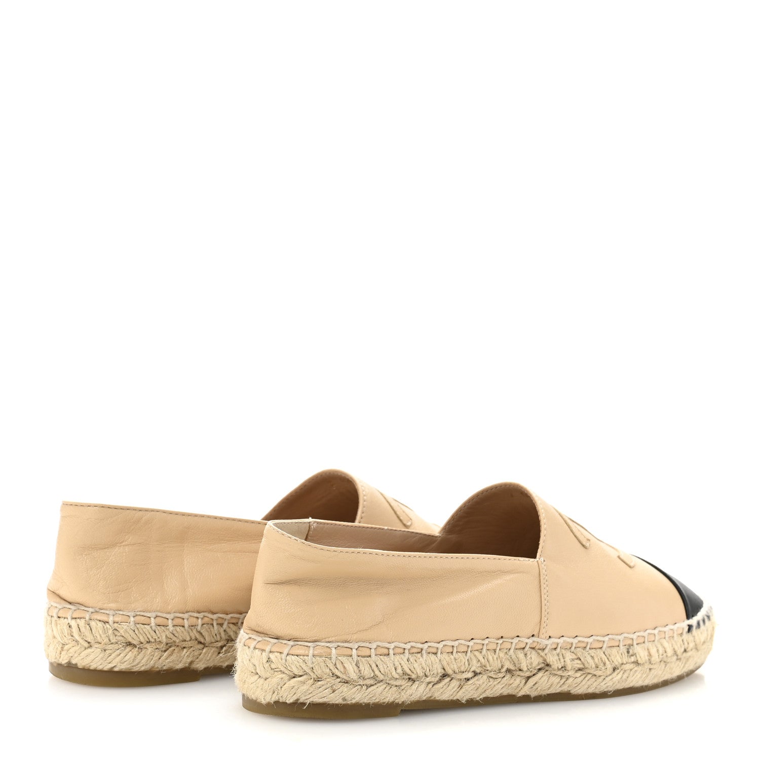Chanel Lambskin CC Espadrilles 37 Beige Black 5 of 10