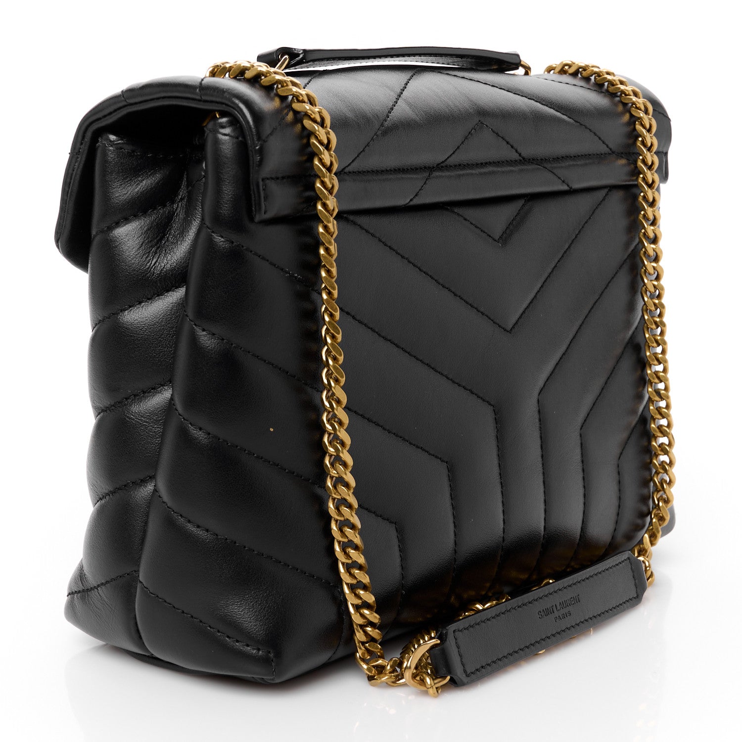 Saint Laurent Calfskin Y Quilted Monogram Small Loulou Chain Satchel Black 3 of 11