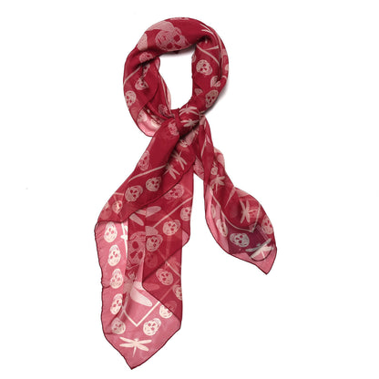 Alexander McQueen Silk Skull Dragonfly Scarf Red Ivory 3 of 6