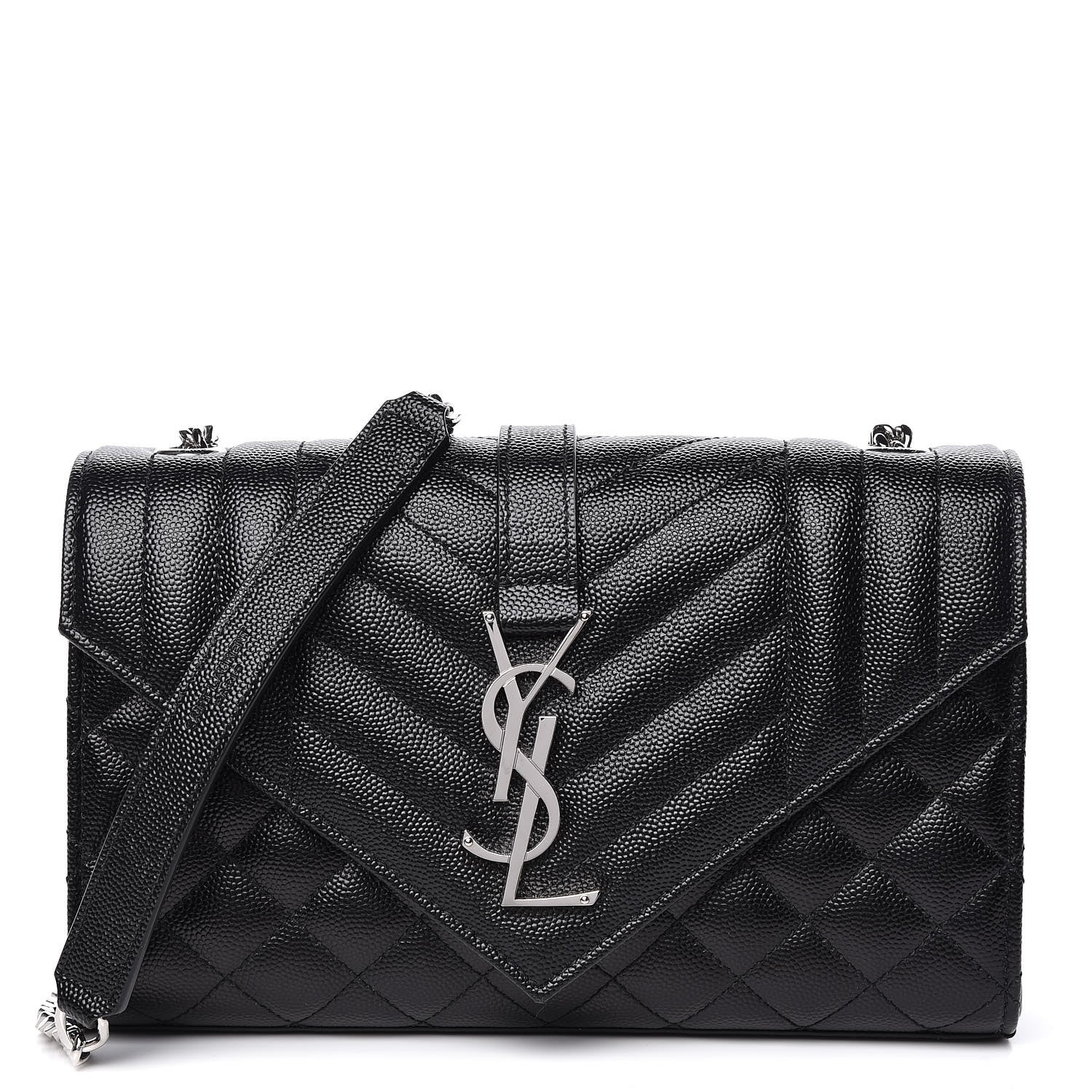 Saint Laurent Grain De Poudre Tri-Quilt Monogram Small College Bag Black 1 of 10