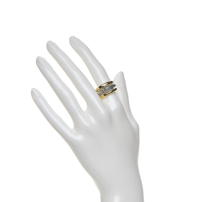 David Yurman Sterling Silver 18K Yellow Gold Chrysoprase Cable Ring 51.5 6 2 of 5