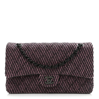 Chanel Wool Tweed Quilted Medium Double Flap Pink Black 1 of 12