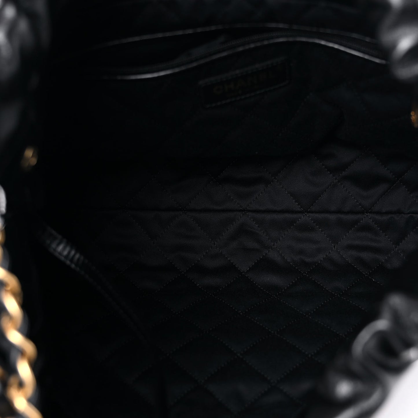Shiny Calfskin Quilted Small Chanel 22 Black