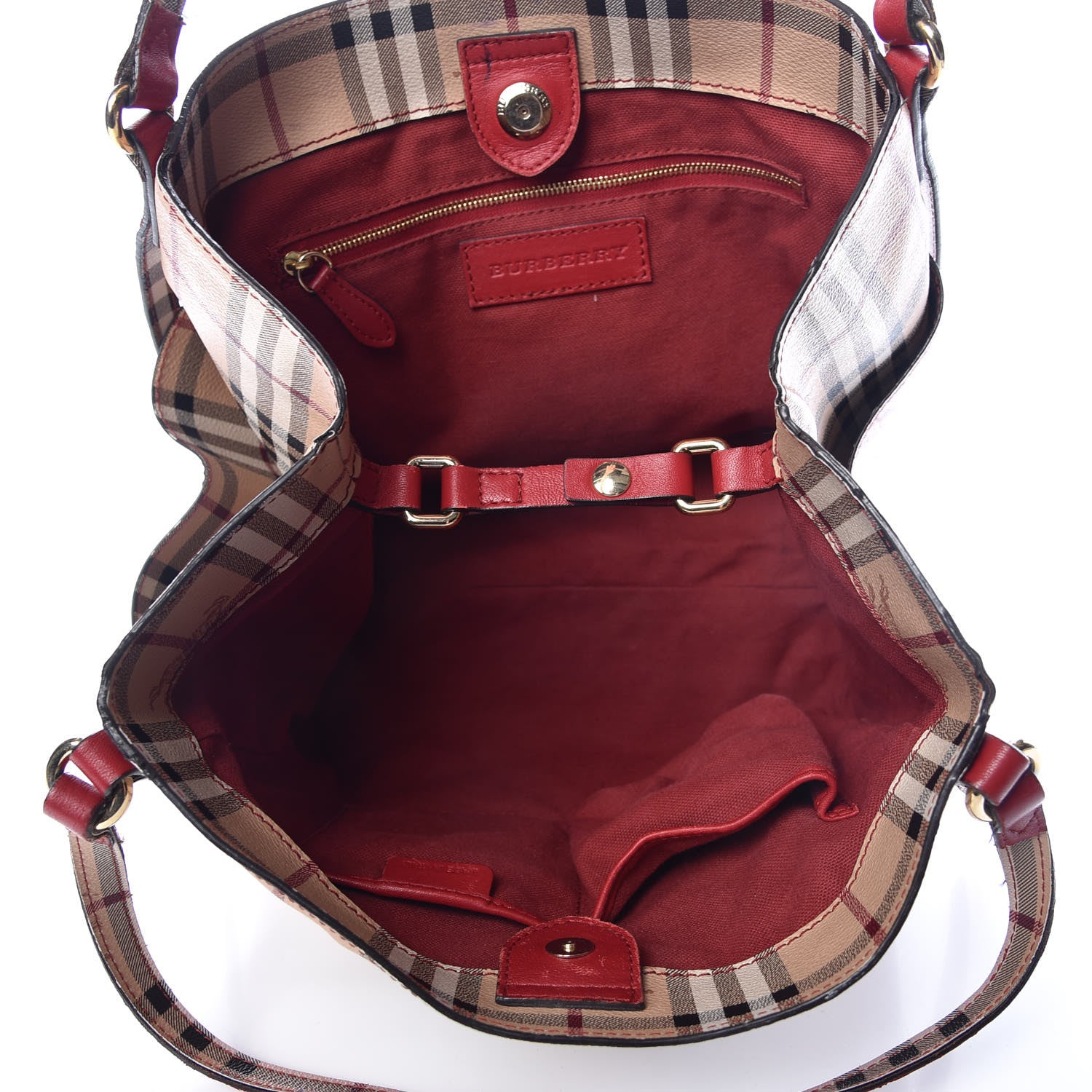 Burberry Haymarket Check Small Canterbury Tote Military Red 7 of 23