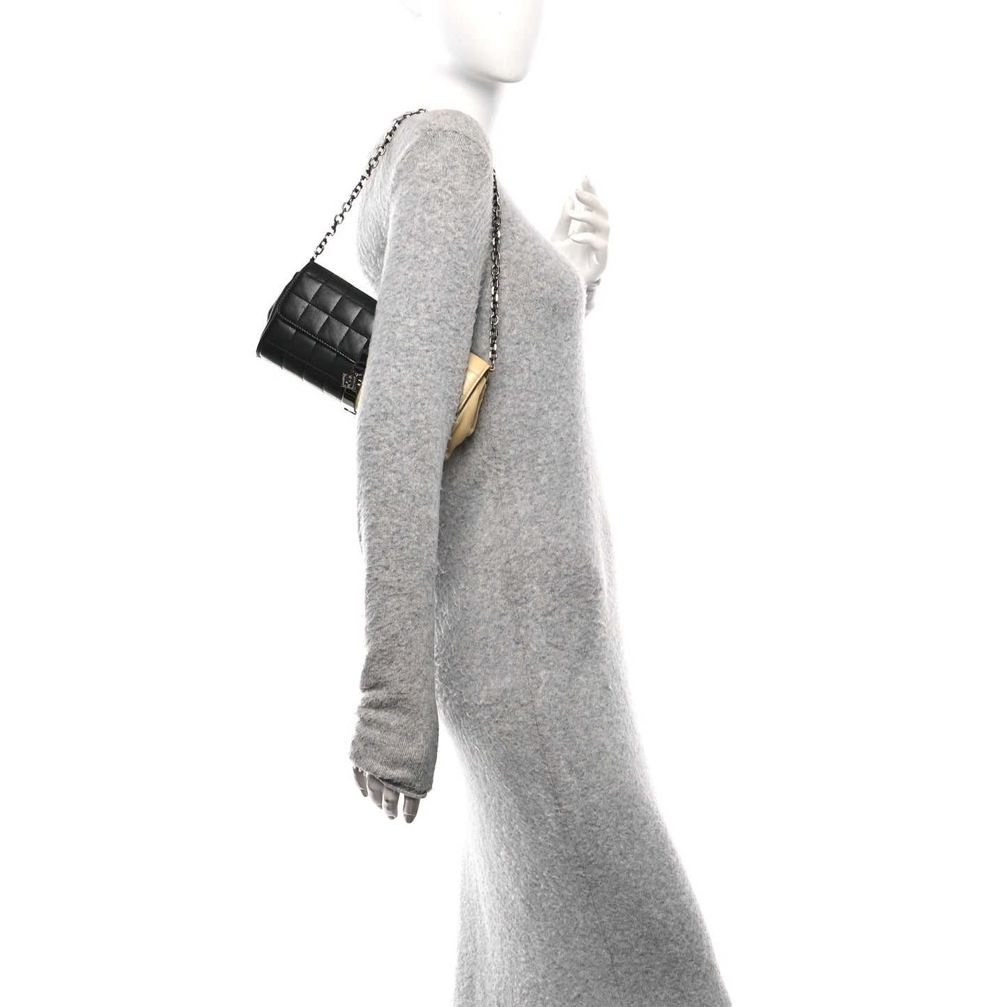 Lambskin Chocolate Bar Flap Clutch Bag Black Beige