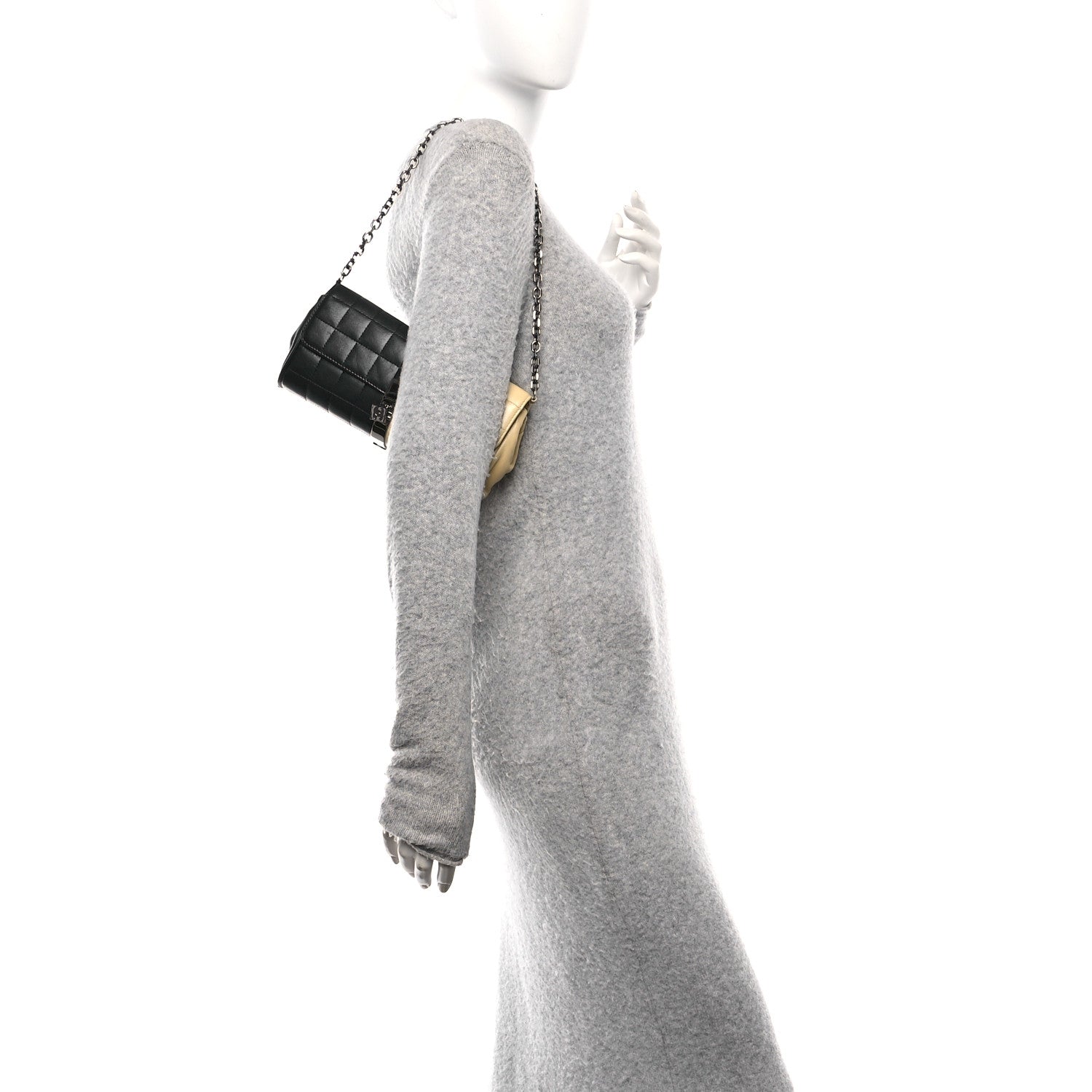 Chanel Lambskin Chocolate Bar Flap Clutch Bag Black Beige 2 of 10