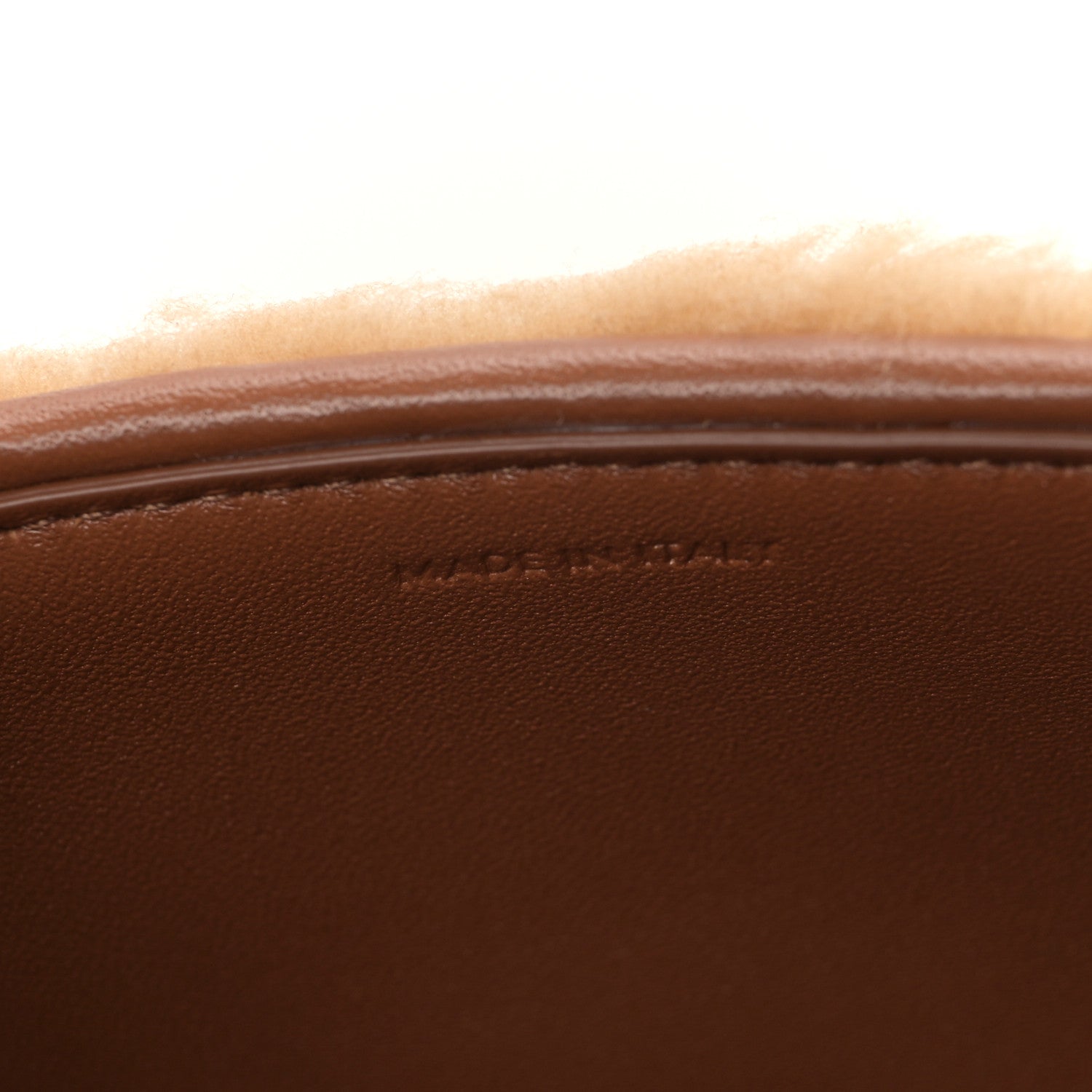 Celine Calfskin Triomphe Fluffy Shearling Bag Beige 7 of 9