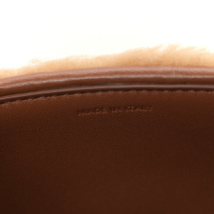 Celine Calfskin Triomphe Fluffy Shearling Bag Beige 7 of 9