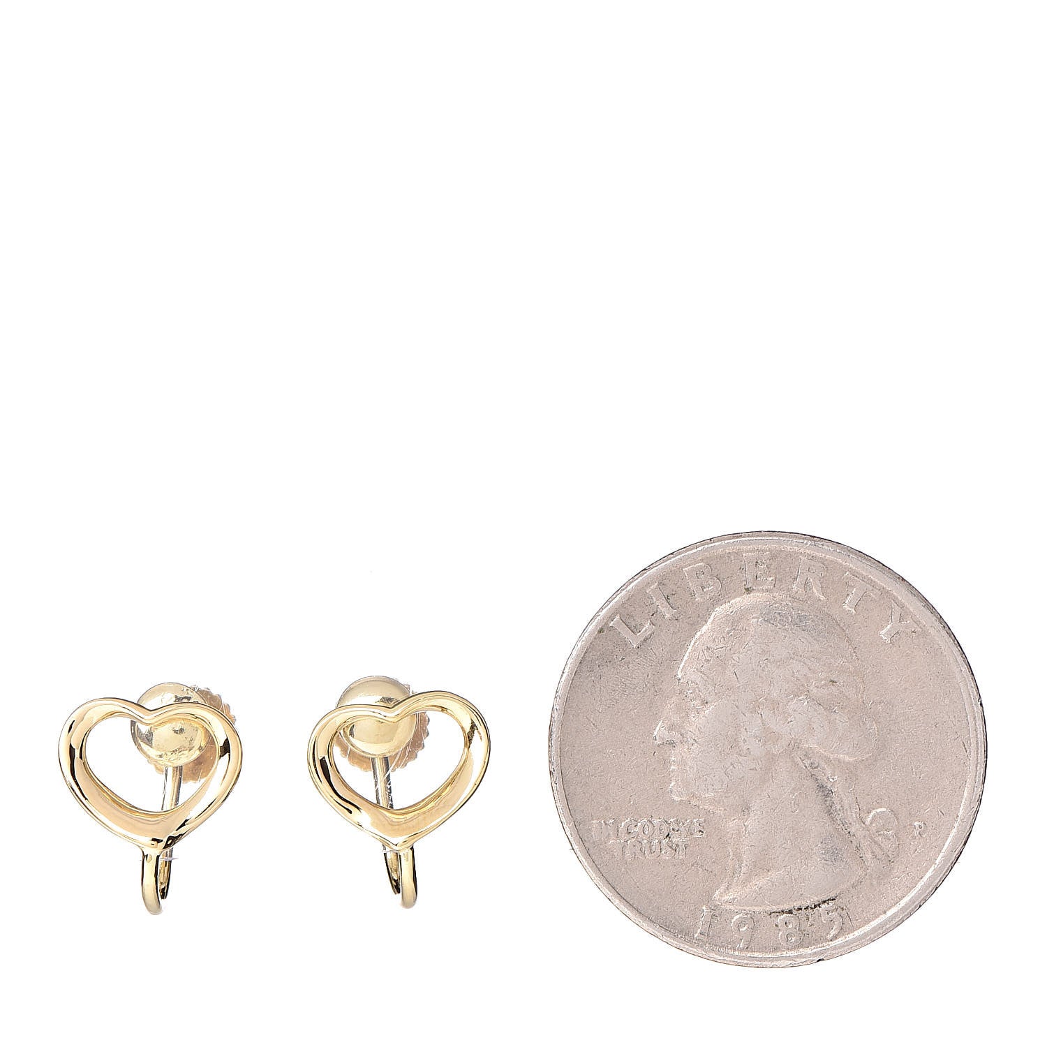 Tiffany 18K Yellow Gold Open Heart Screw Back Earrings 2 of 5