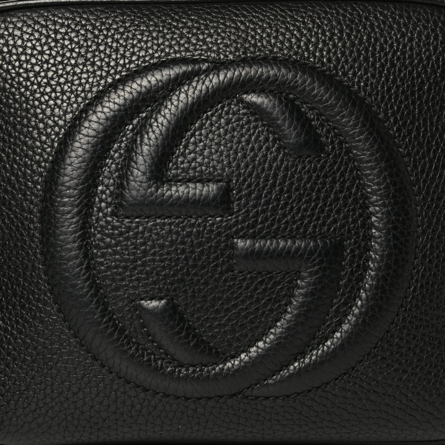 Pebbled Calfskin Small Soho Disco Bag Black