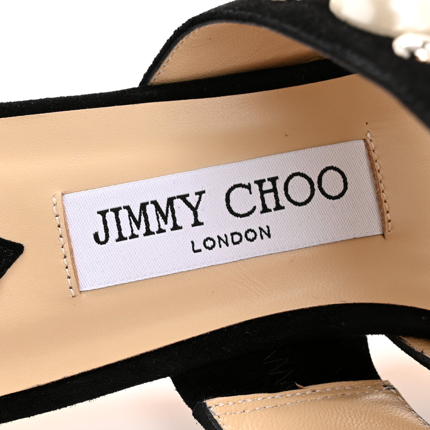 Suede Pearly Stud Embellished Basette Flat Mules 39 Black White