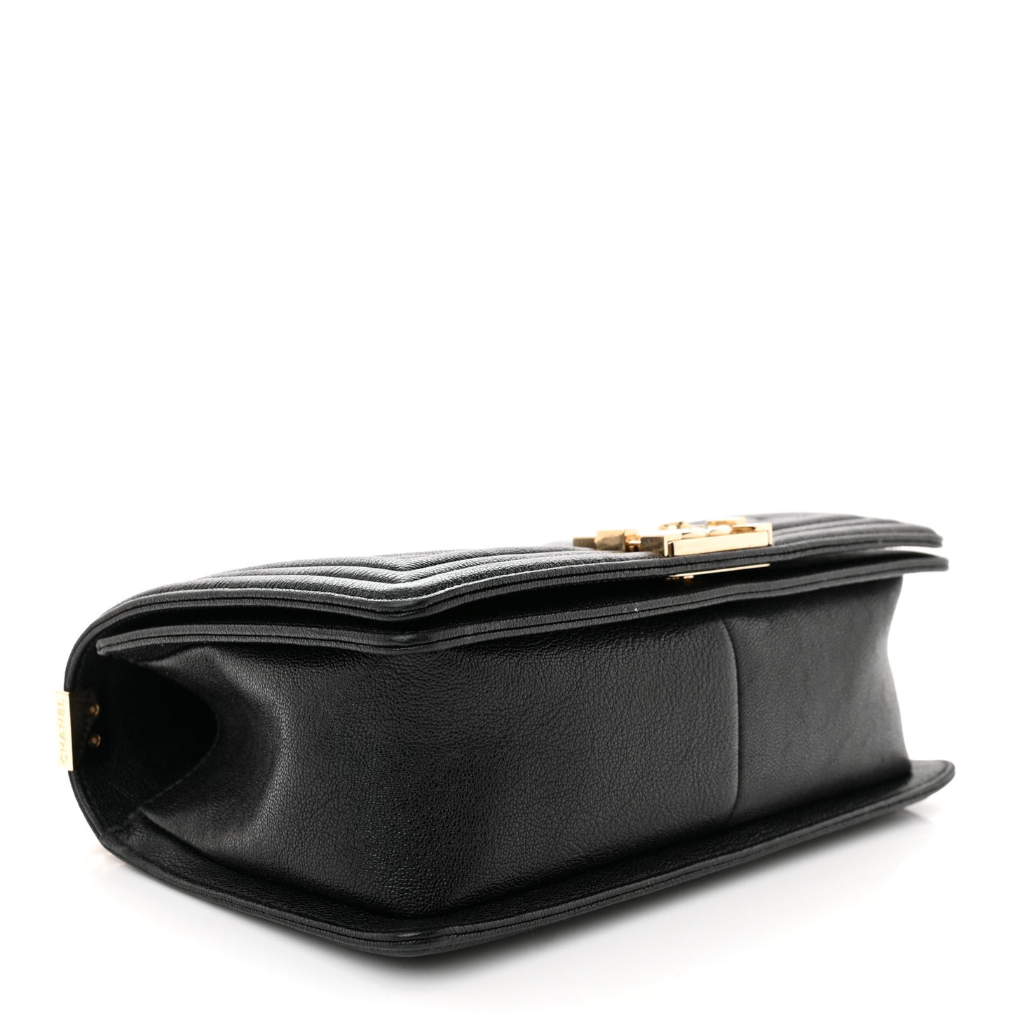Caviar Chevron Quilted Medium Boy Flap Black