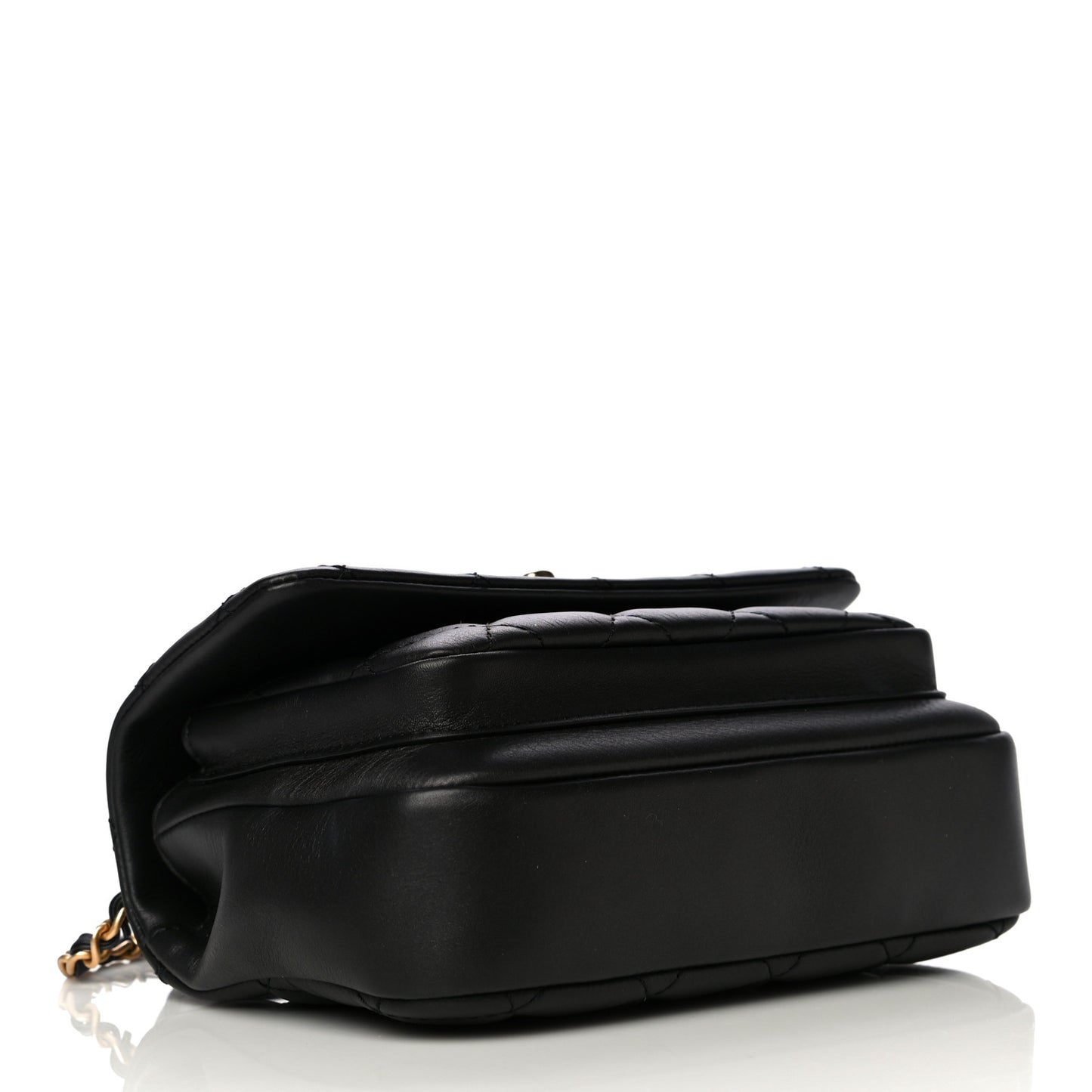Calfskin Quilted Top Handle Flap Black