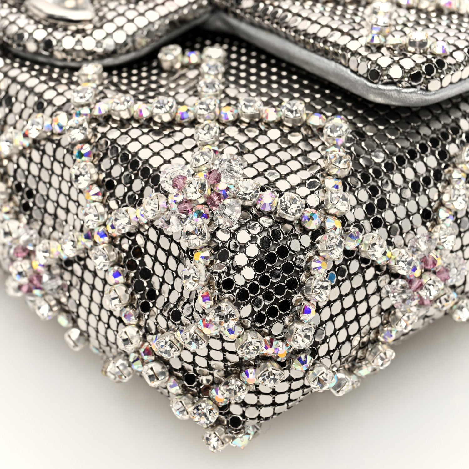 Chanel Chain Mail Crystal Quilted Mini Flap Argent 10 of 10