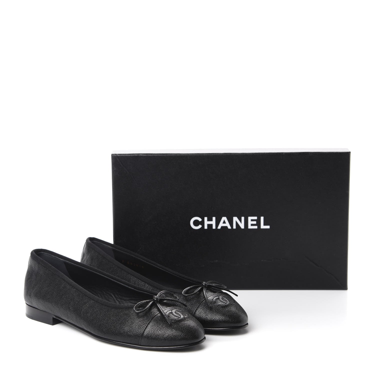 Chanel Caviar CC Cap Toe Ballerina Flats 38.5 Black 10 of 10