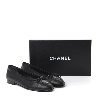 Chanel Caviar CC Cap Toe Ballerina Flats 38.5 Black 10 of 10