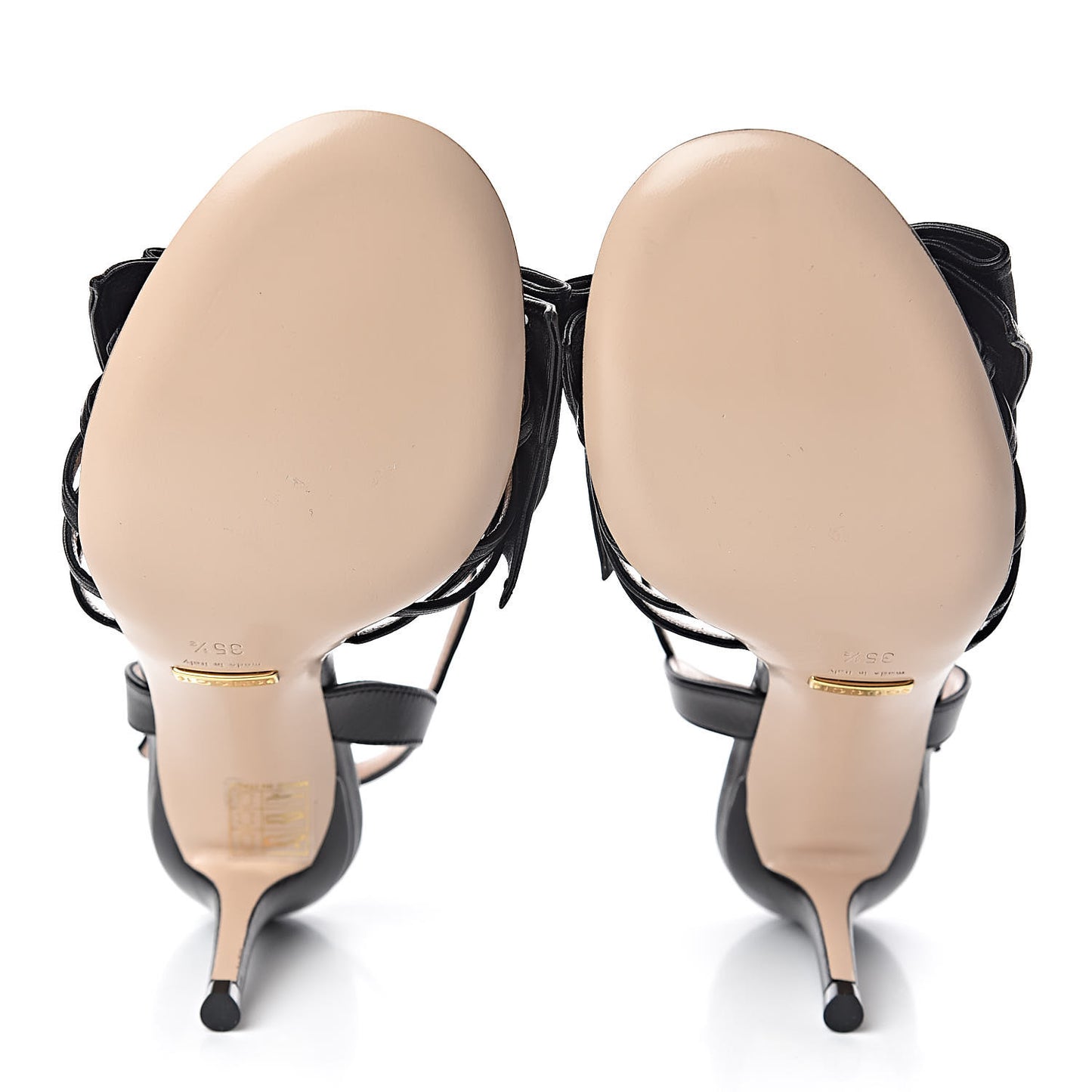 Nappa Queen Margaret Mid Heel Sandals 35.5 Black