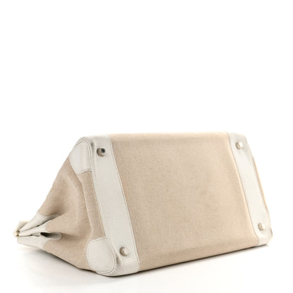 Hermes Toile Taurillon Clemence Birkin 35 White 4 of 33