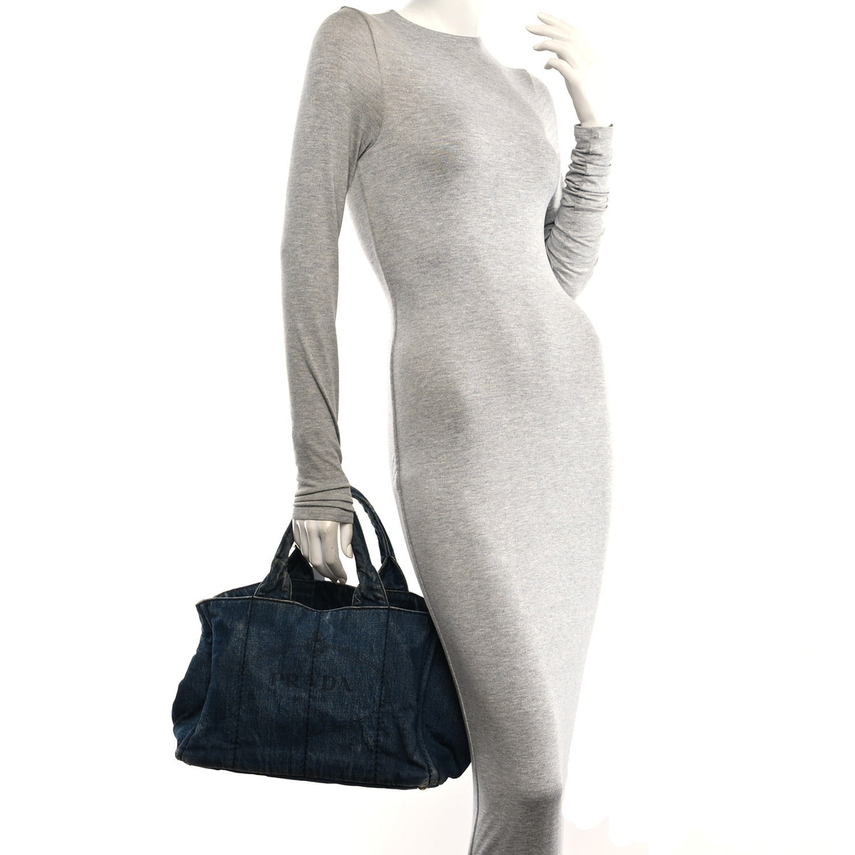 Prada Denim Logo Tote Avio 2 of 10