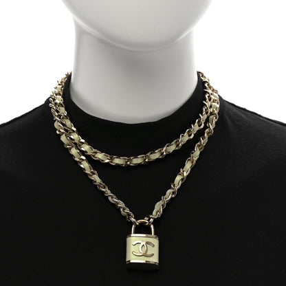 Chanel Metal Lambskin Lock Necklace Iridescent Green 2 of 6