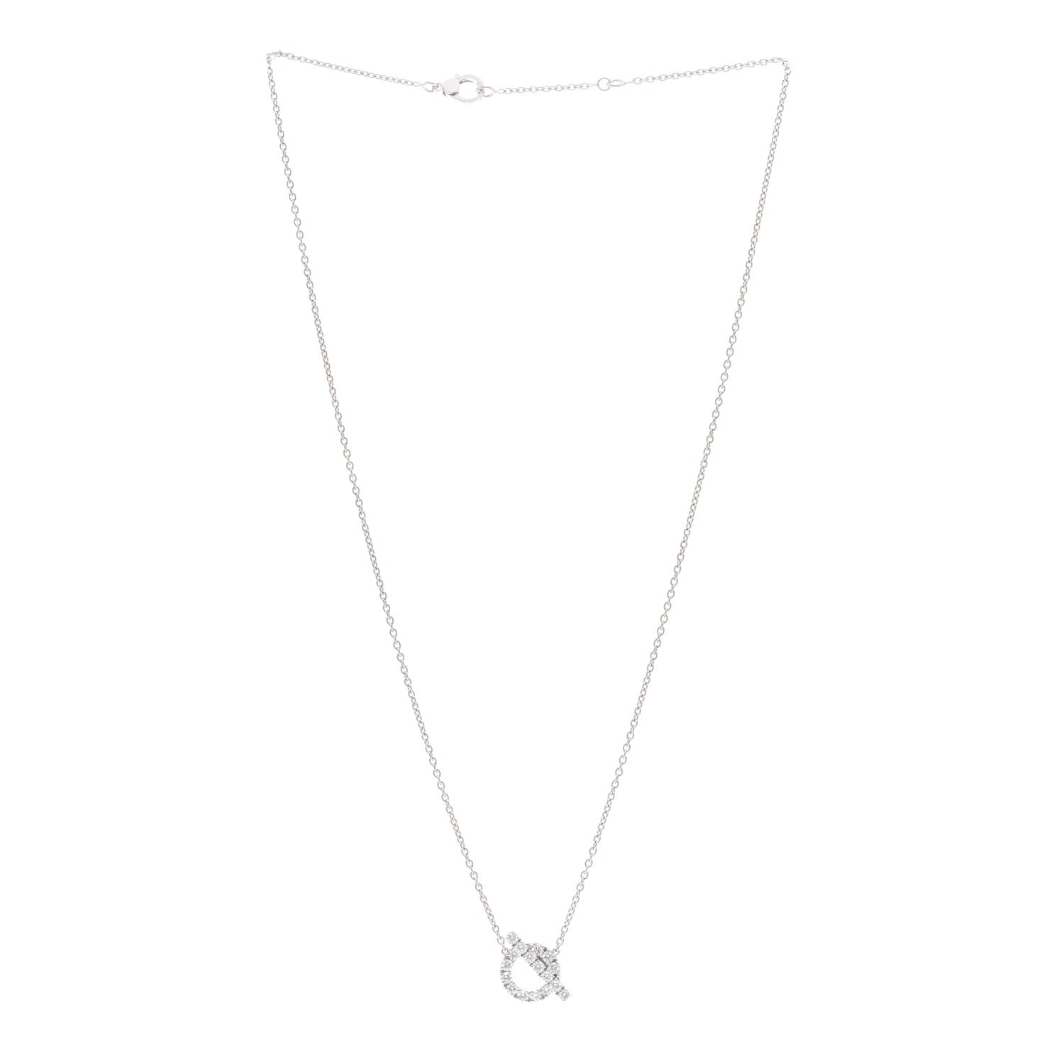 Hermes 18K White Gold Diamond Finesse Pendant Necklace 3 of 4
