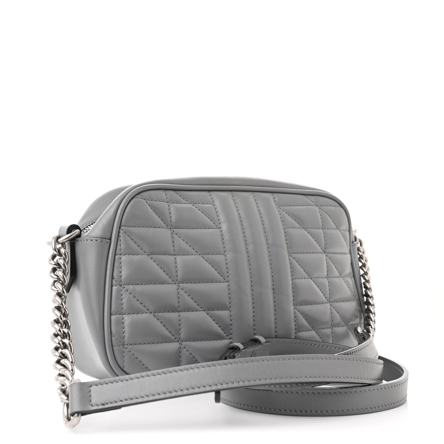 Calfskin Matelasse Aria Small GG Marmont Chain Shoulder Bag Deep Grey