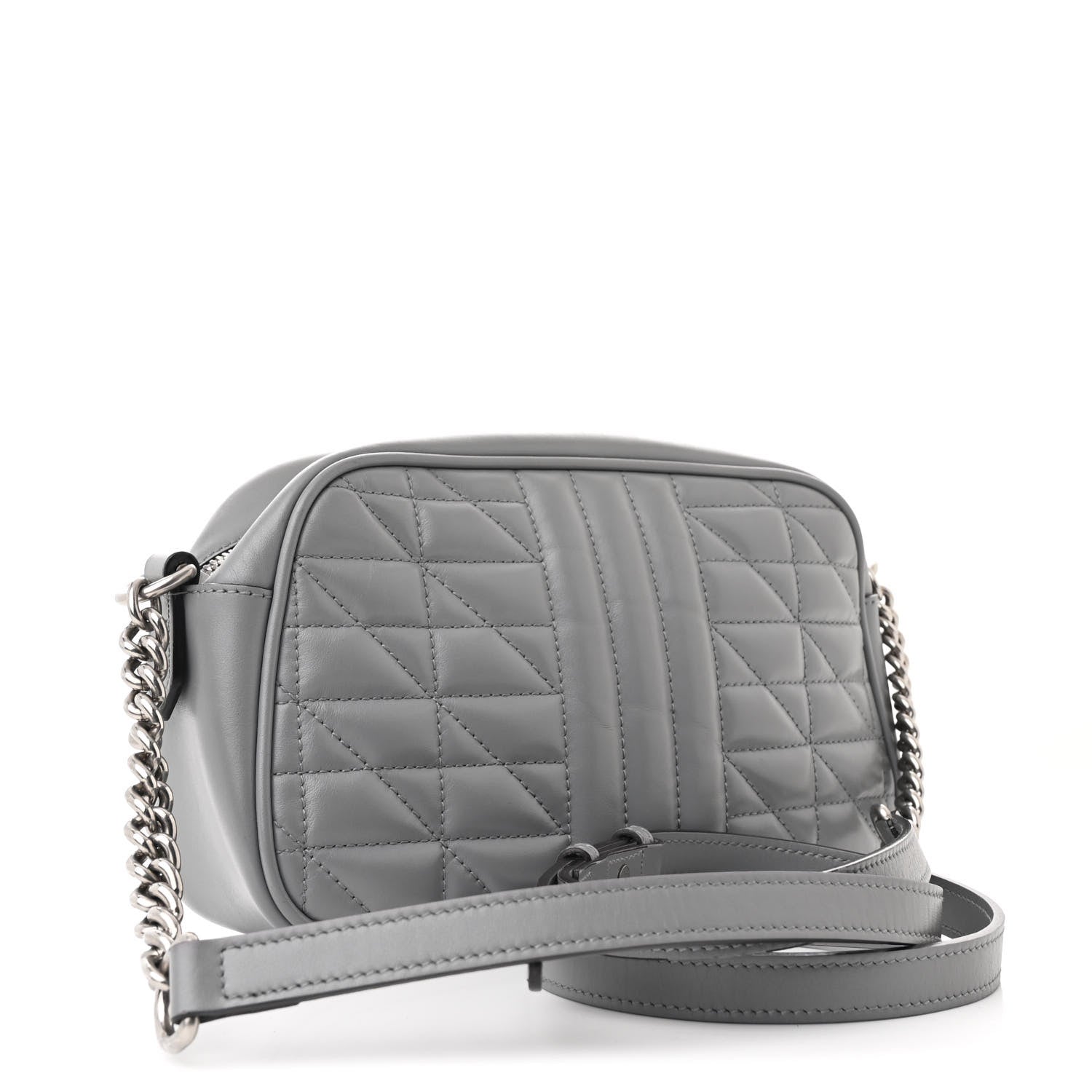 Gucci Calfskin Matelasse Aria Small GG Marmont Chain Shoulder Bag Deep Grey 3 of 10