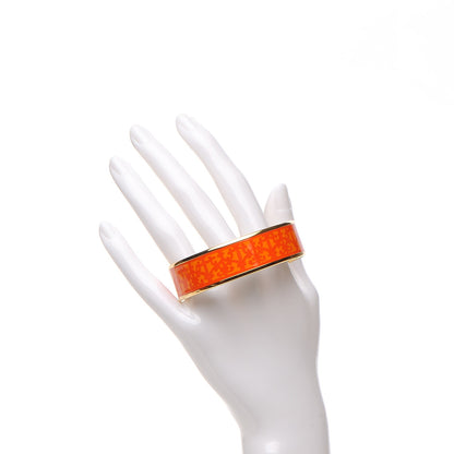 Hermes Enamel Printed Wide Balcons du Guadalquivir Bracelet 65 Promenade Orange 2 of 5