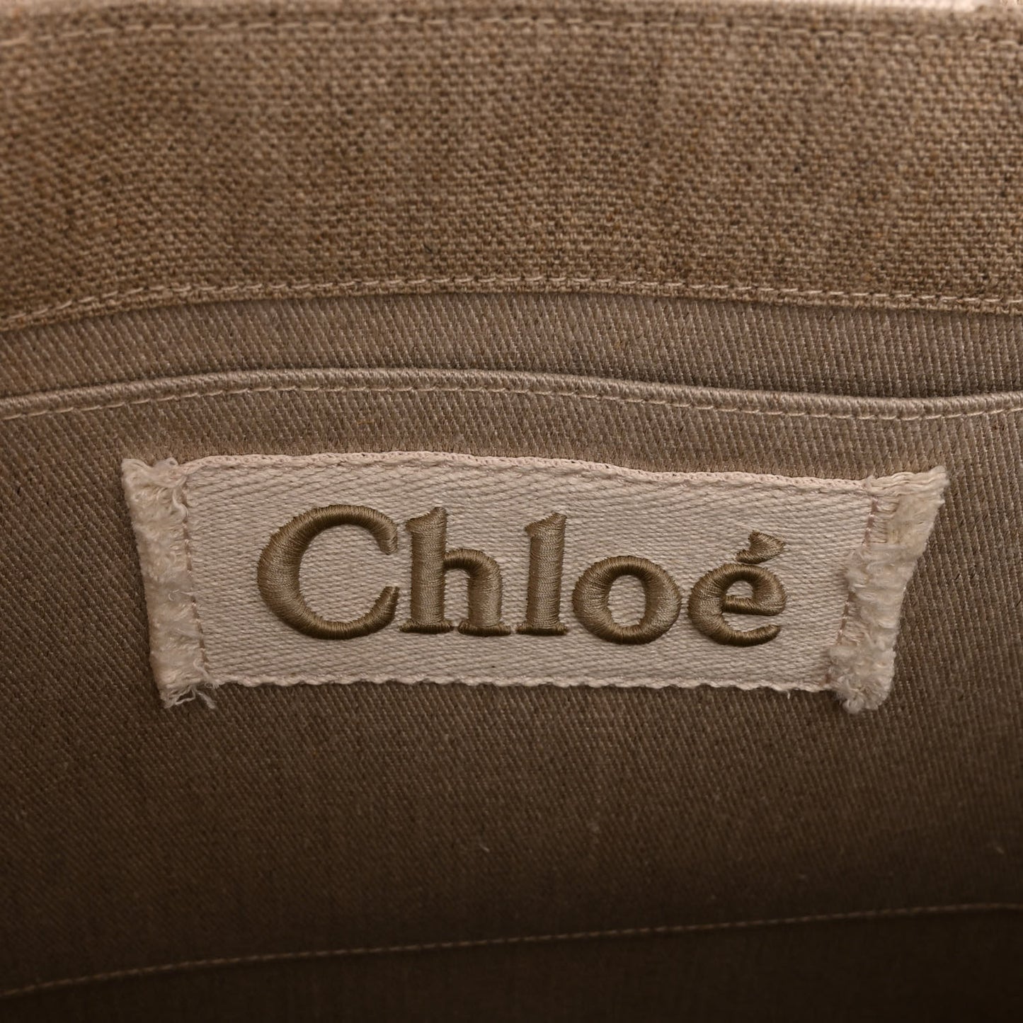 Cotton Canvas Calfskin Large Woody Logo Ribbon Tote Sand
