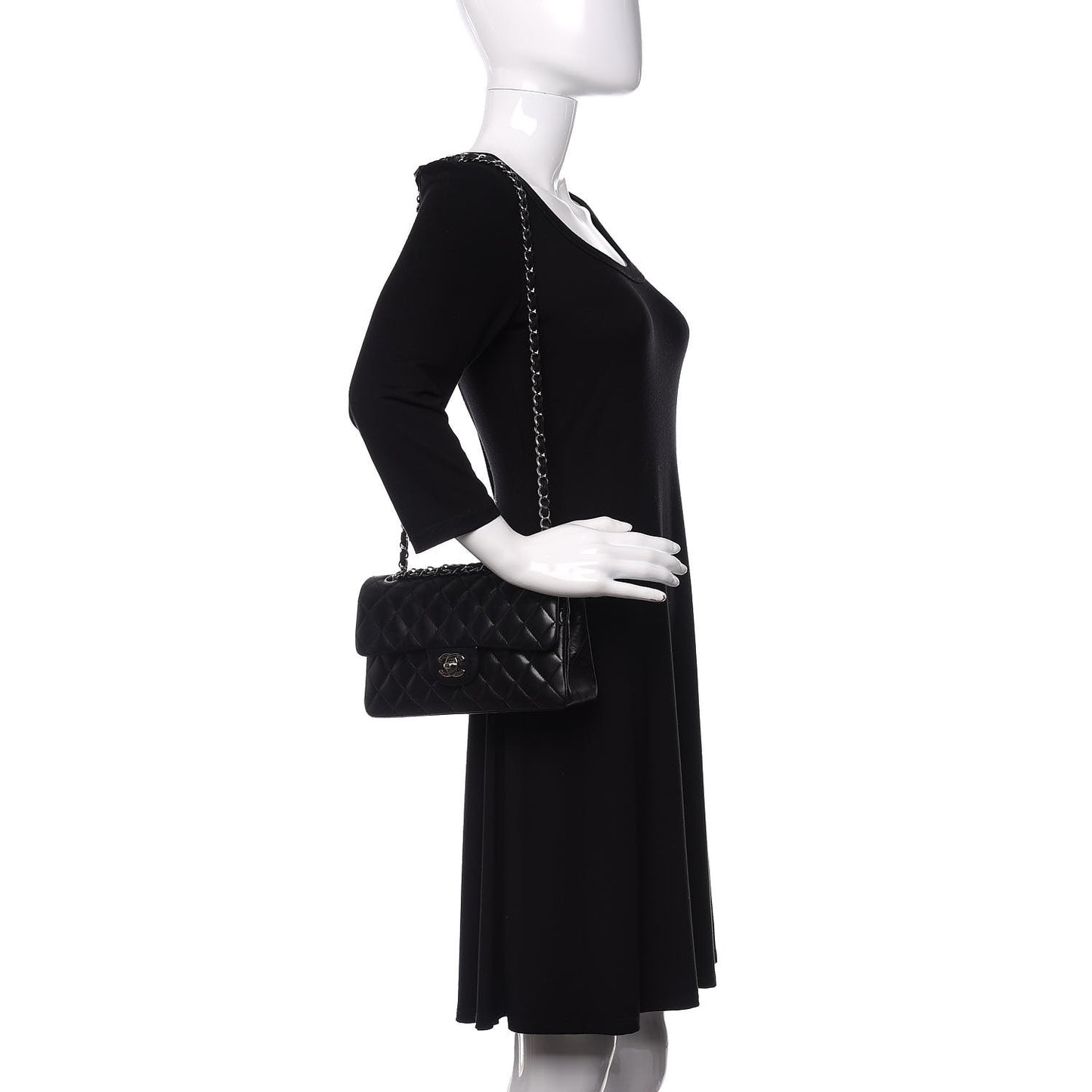 Lambskin Quilted Small Double Flap Black
