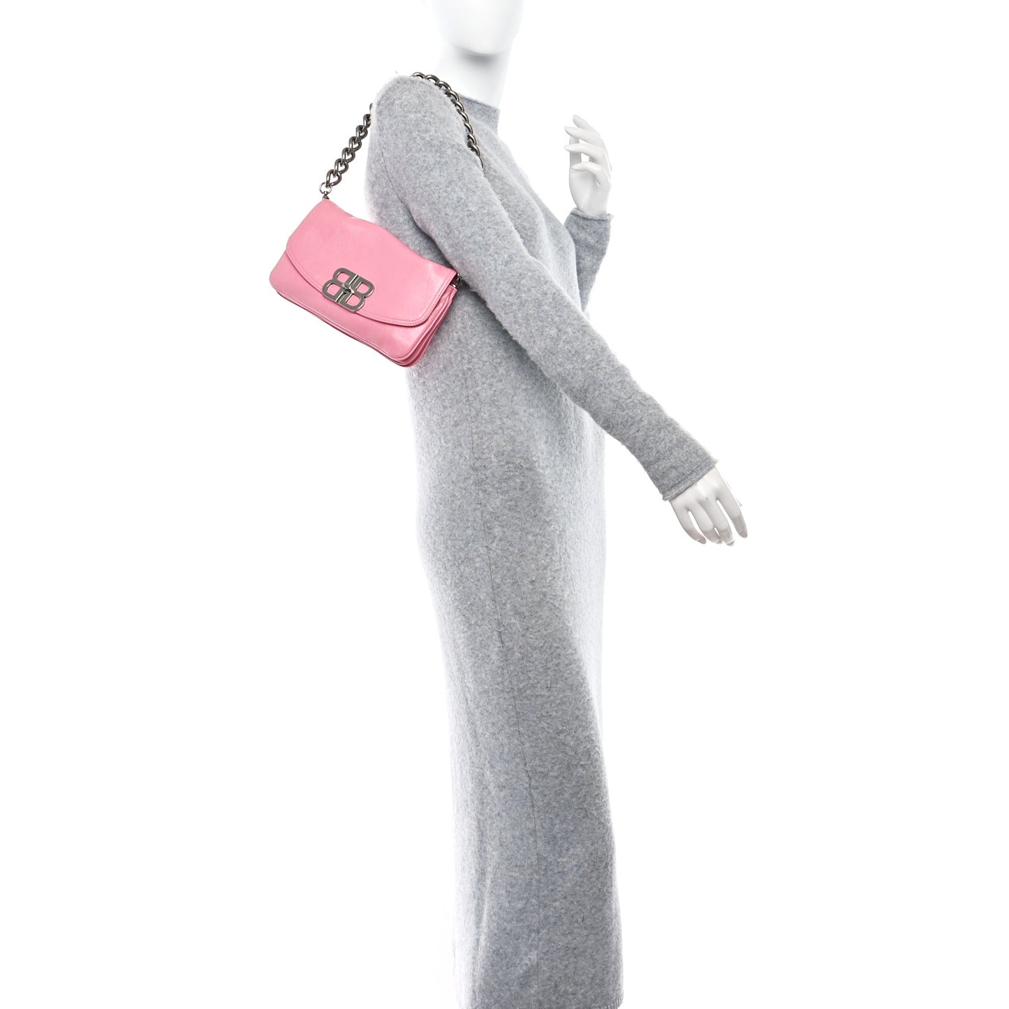 Peach Calfskin Small BB Soft Flap Bag Sweet Pink