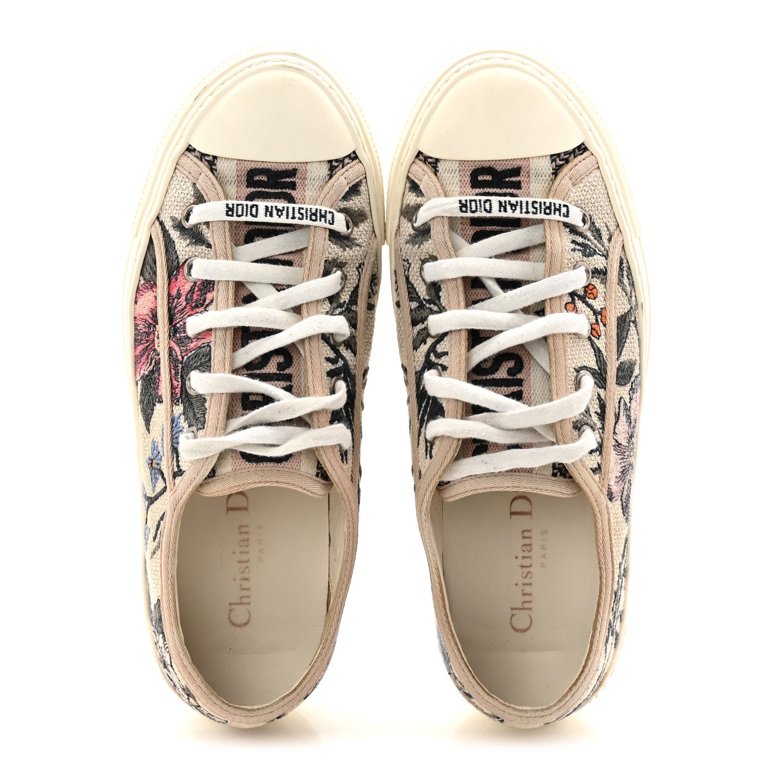 Christian Dior Canvas Floral Embroidered Womens Walk'N'Dior Low Top Sneakers 37.5 Multicolor 5 of 8