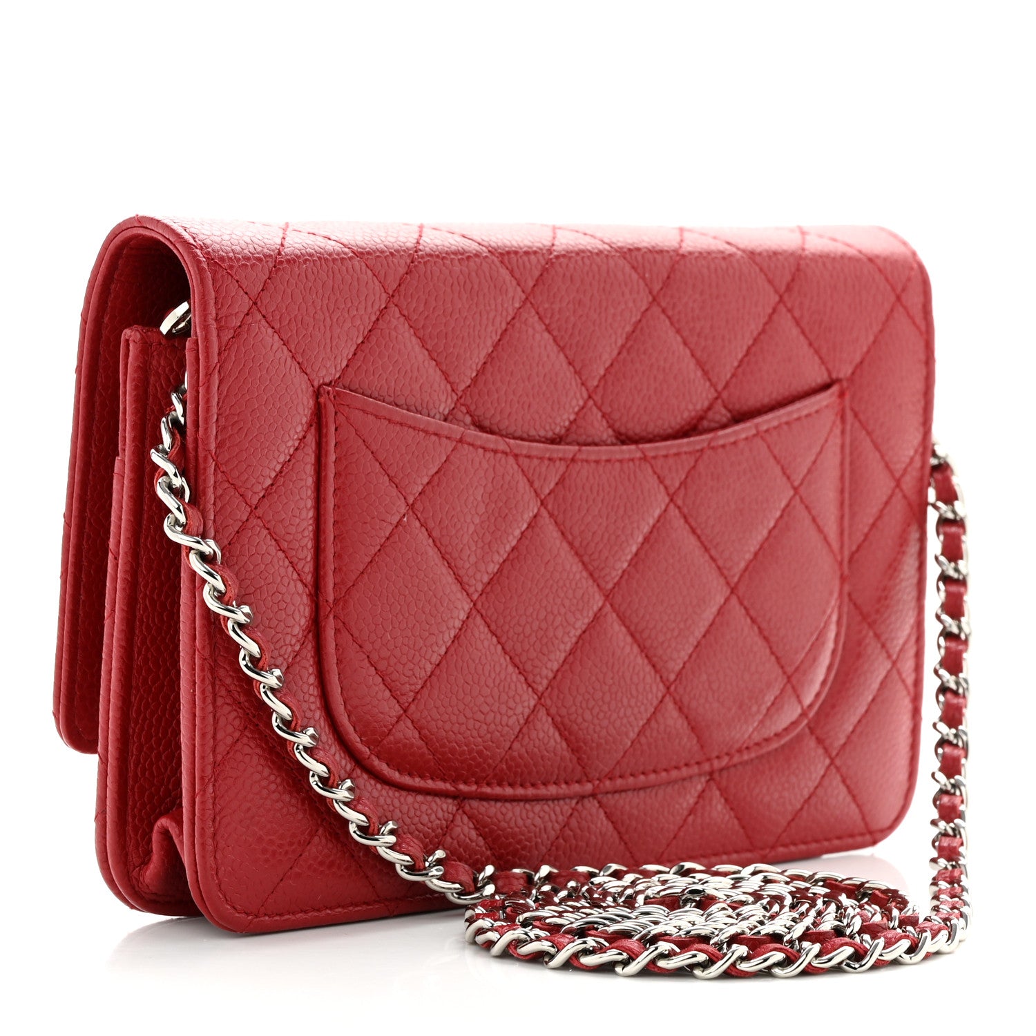 Chanel Caviar Quilted Wallet On Chain WOC Red 3 of 14