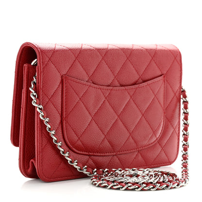 Chanel Caviar Quilted Wallet On Chain WOC Red 3 of 14