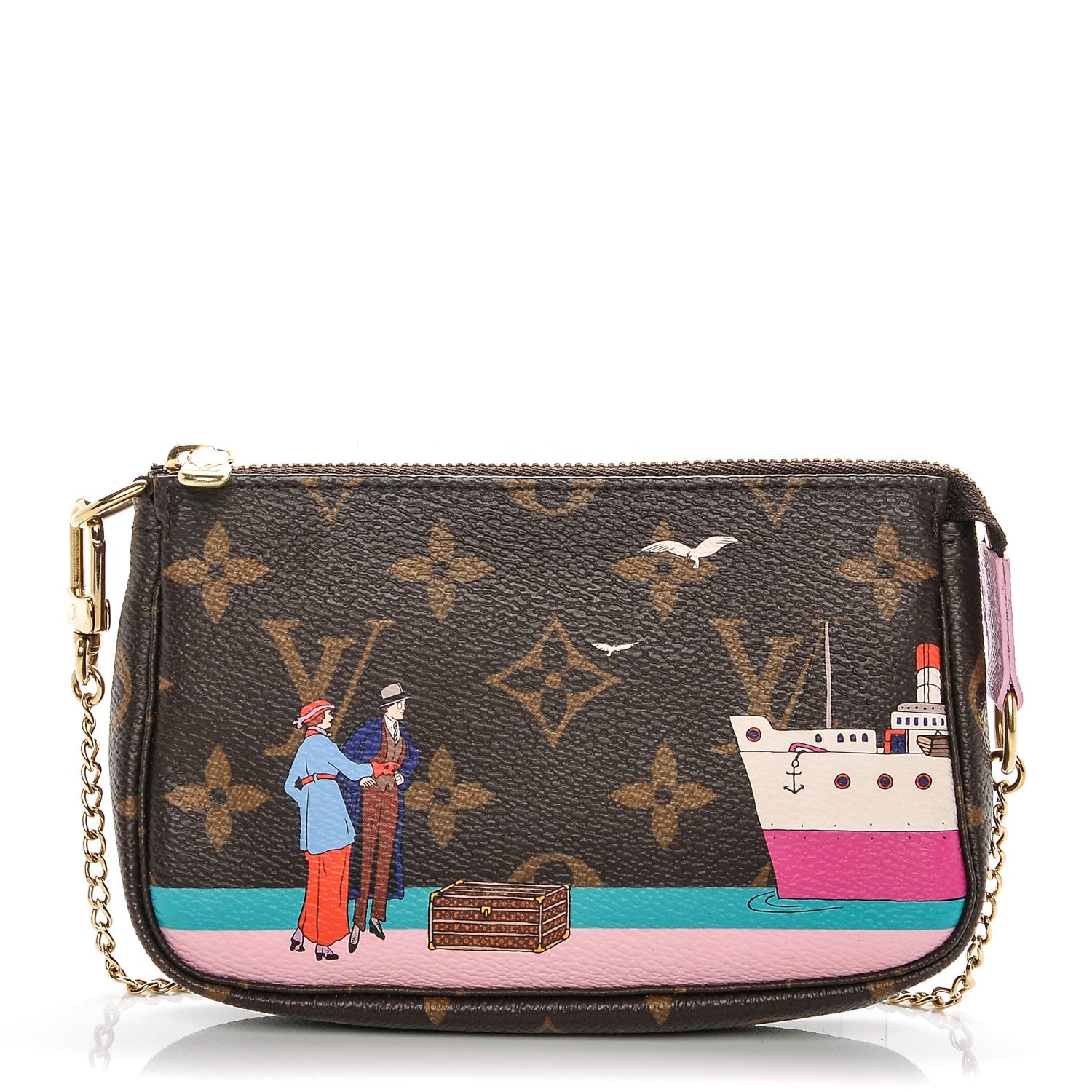 Louis Vuitton Monogram 2016 Christmas Animation Mini Pochette Accessories Rose Ballerine 1 of 6