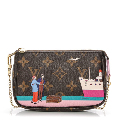 Louis Vuitton Monogram 2016 Christmas Animation Mini Pochette Accessories Rose Ballerine 1 of 6