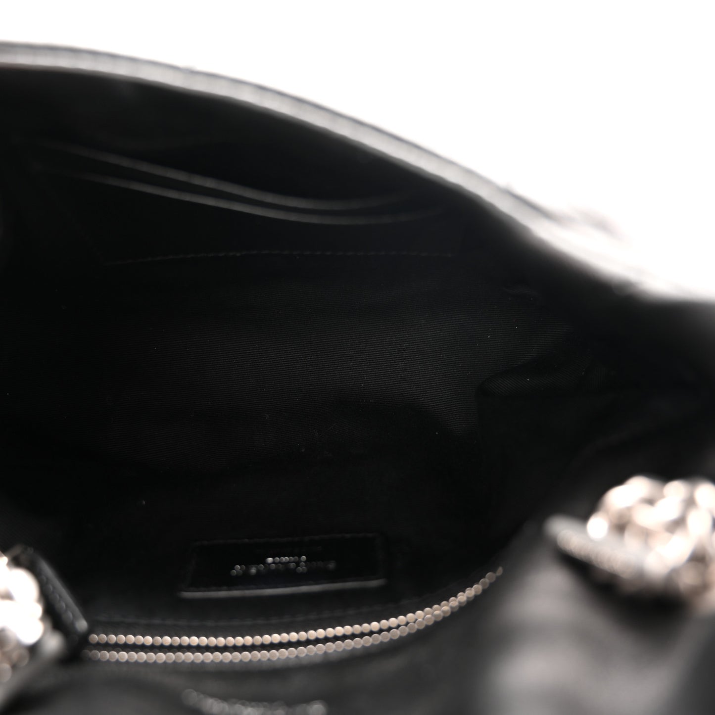 Lambskin Quilted Toy Loulou Puffer Monogram Chain Satchel Black