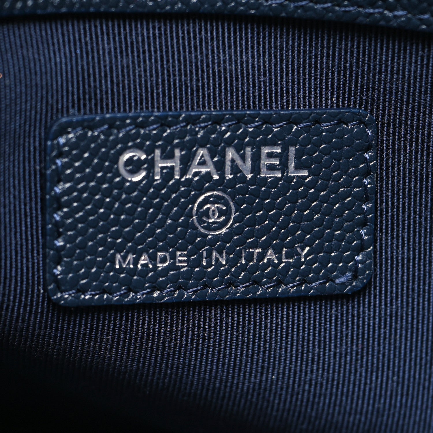 Chanel Caviar Quilted Large Cosmetic Case Navy 6 of 10