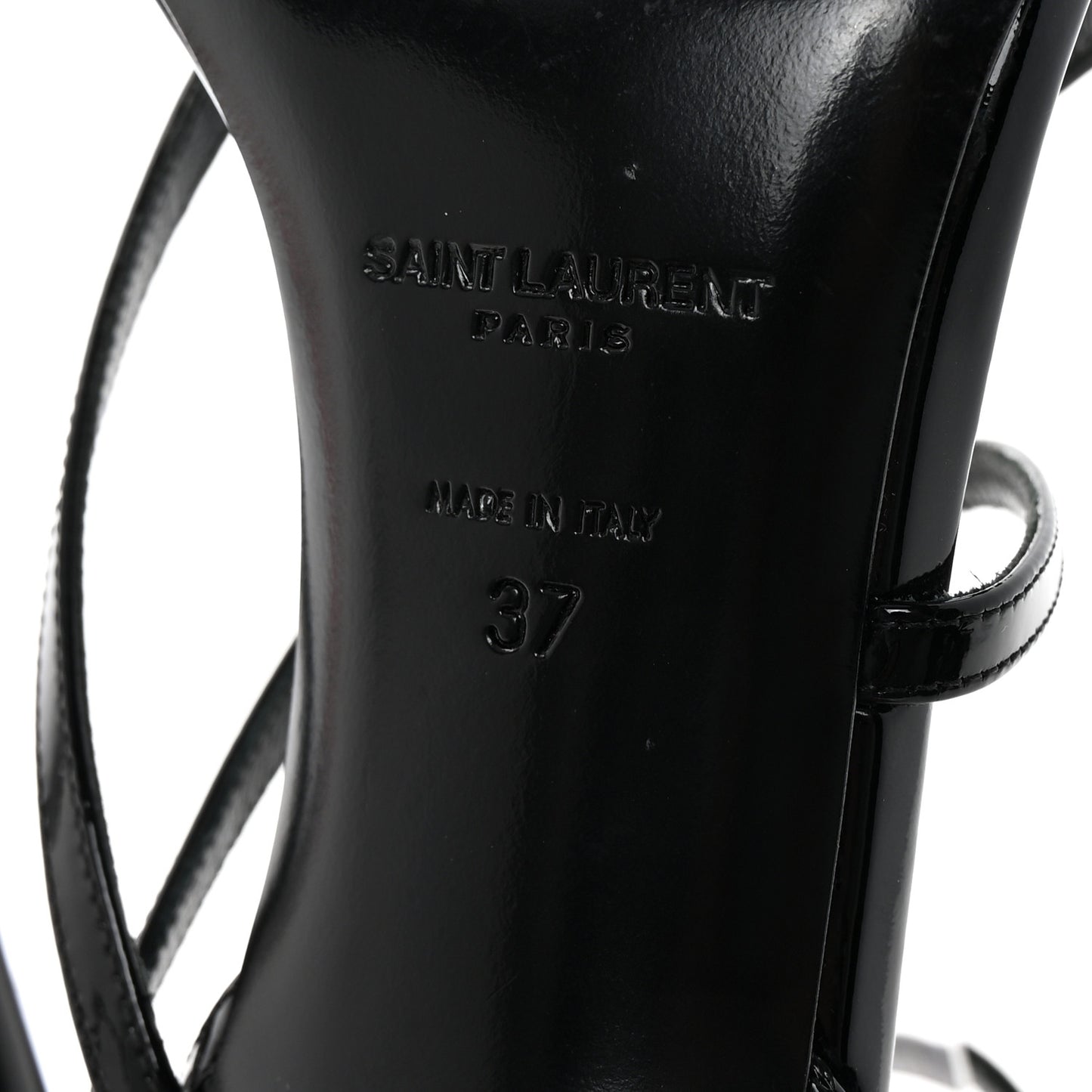 Patent Calfskin Ankle Strap Sandals 37 Black