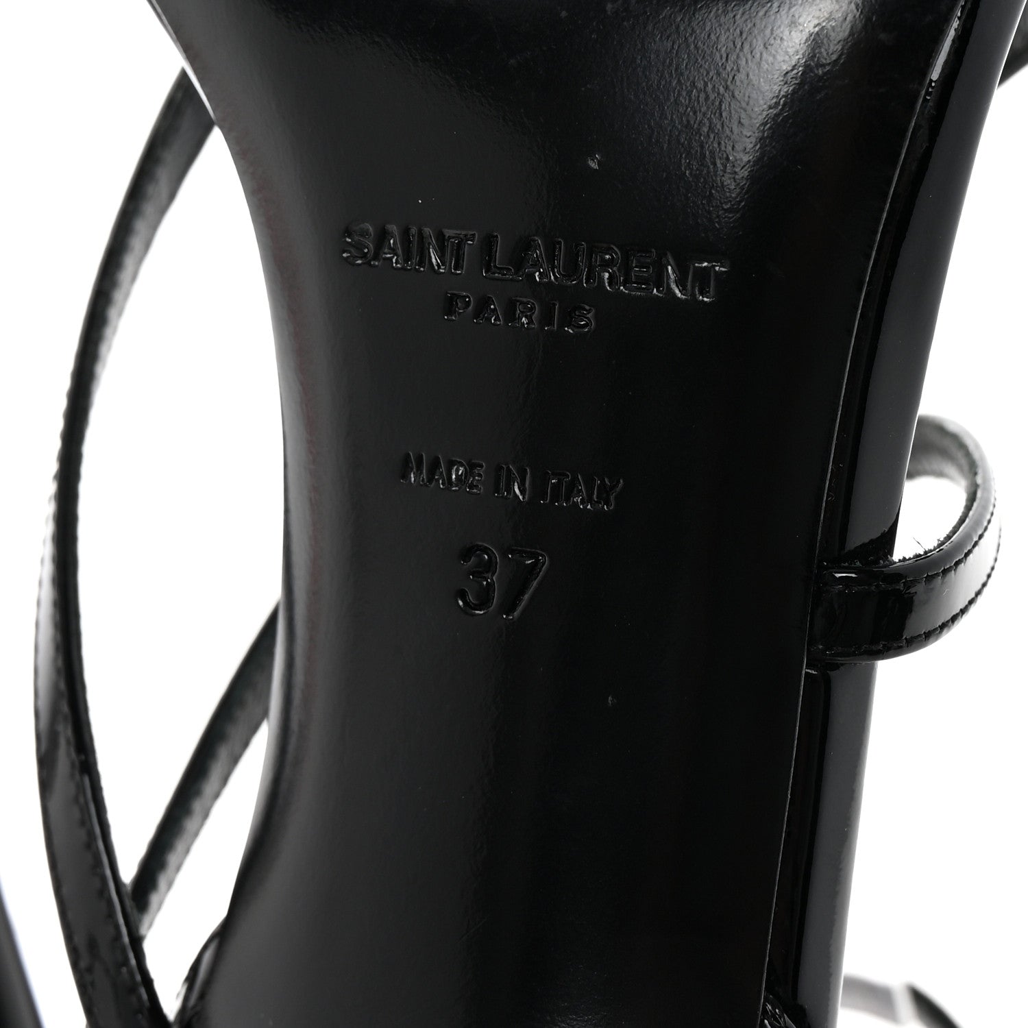 Saint Laurent Patent Calfskin Ankle Strap Sandals 37 Black 7 of 8
