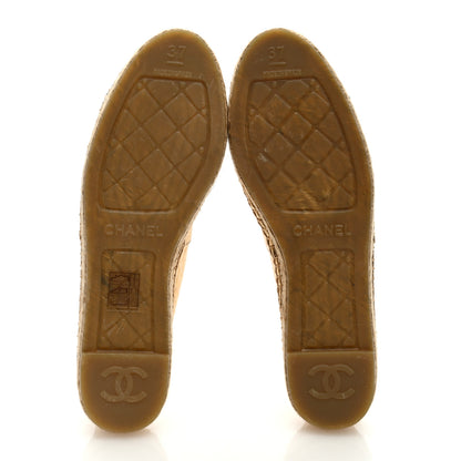 Chanel Laminated Lambskin Grosgrain CC Espadrilles 37 Gold Black 5 of 8