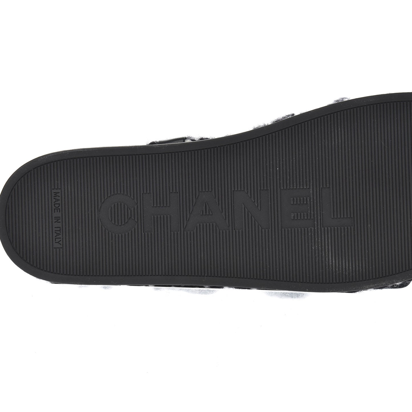 Cord Lambskin Quilted Logo Sandals 39 Black White
