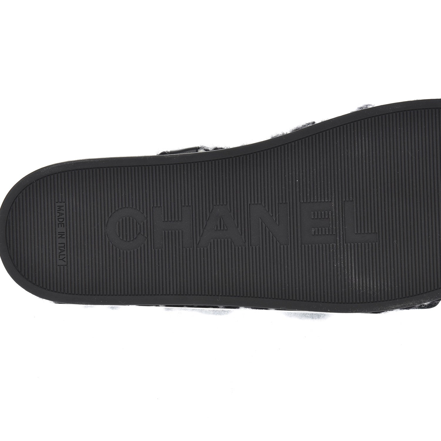 Chanel Cord Lambskin Quilted Logo Sandals 39 Black White 7 of 10