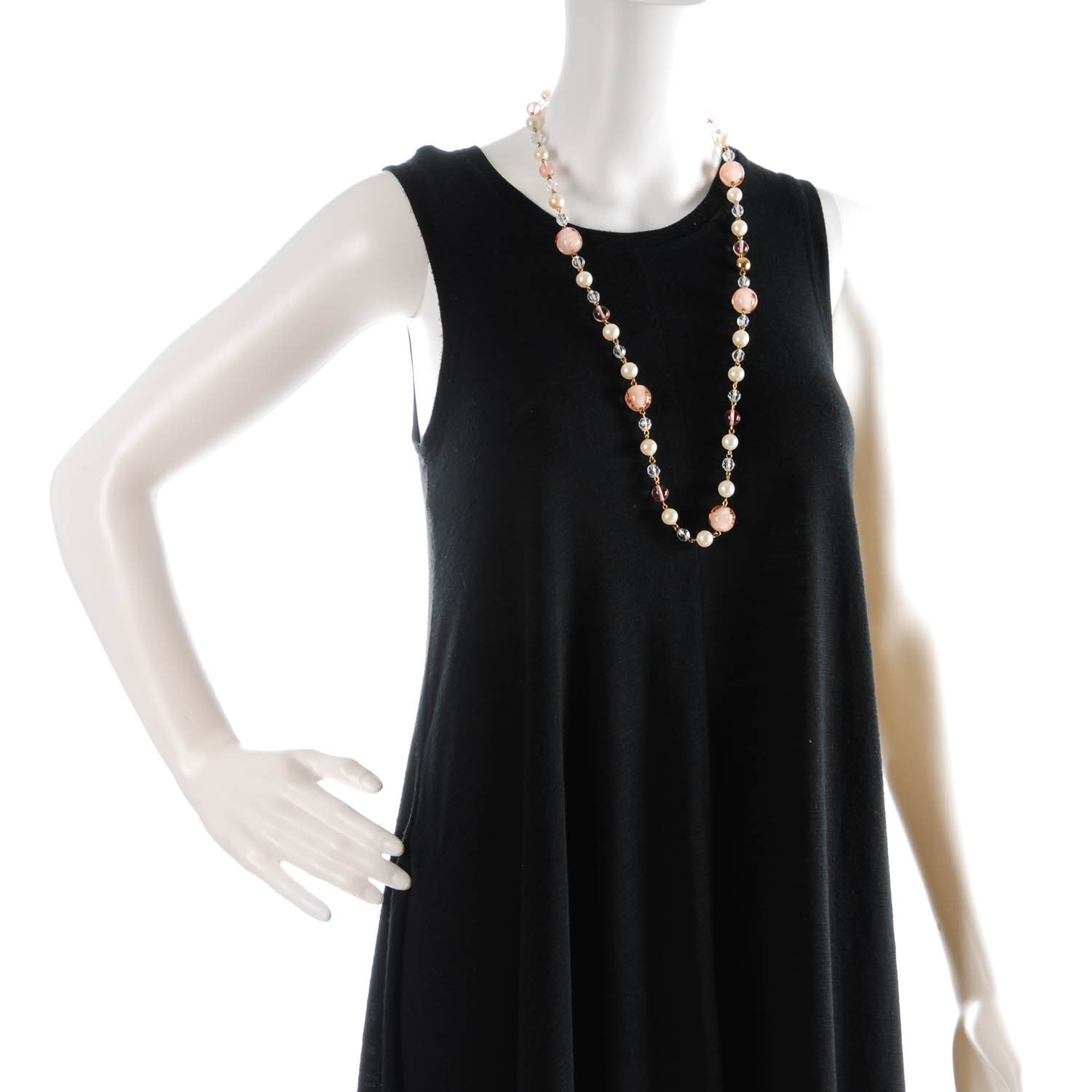 Louis Vuitton Glass Bead Faux Pearl Necklace Pink Gold 4 of 4