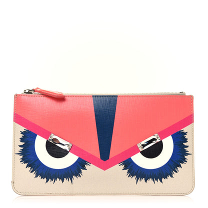 Fendi Vitello Elite Crystal Eye Monster Zip Pouch Bellini Multicolor 1 of 13