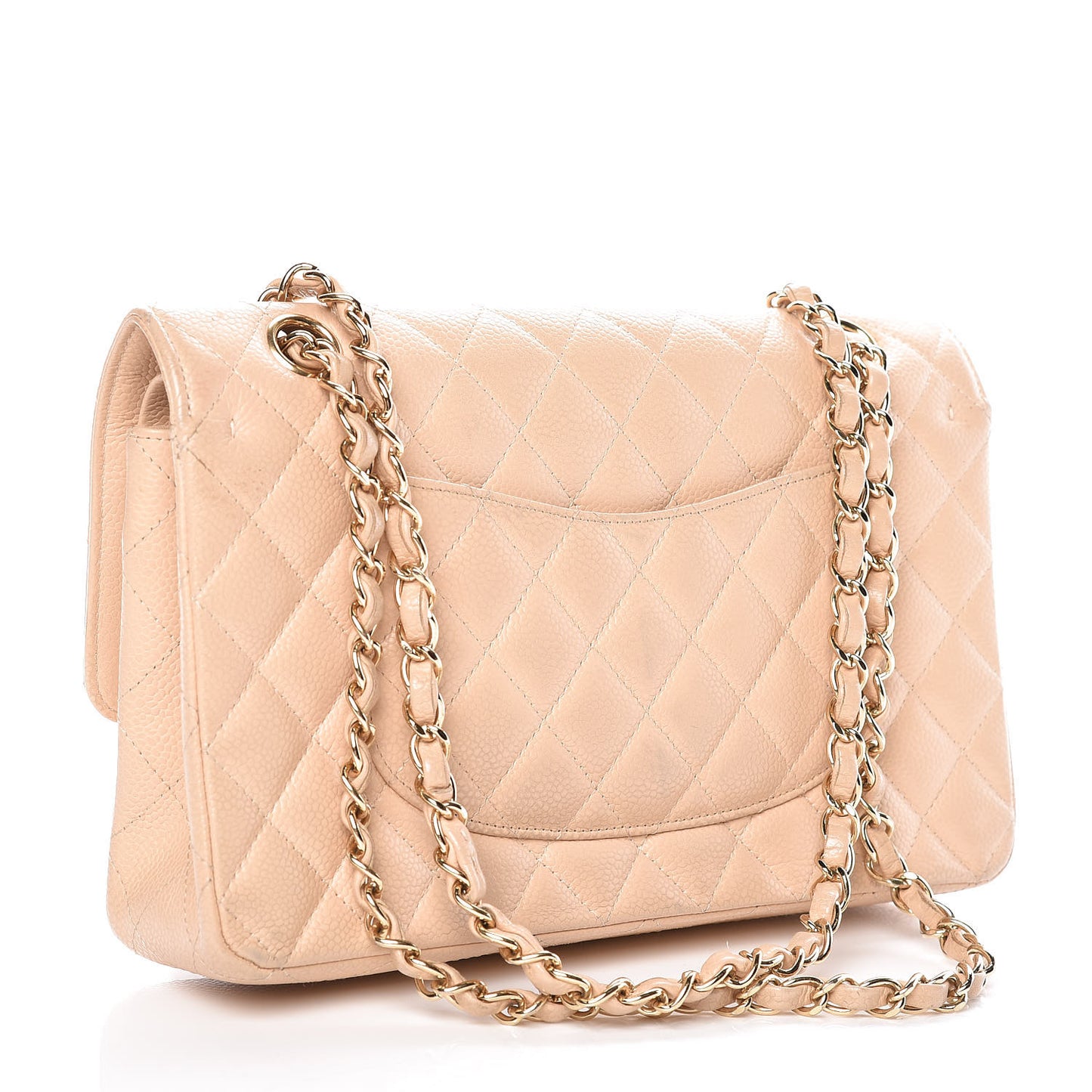 Caviar Quilted Medium Double Flap Beige Clair