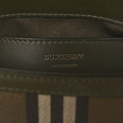 Burberry Coated Canvas Calfskin Vintage Check Note Top Handle Shoulder Bag Olive Green 6 of 11